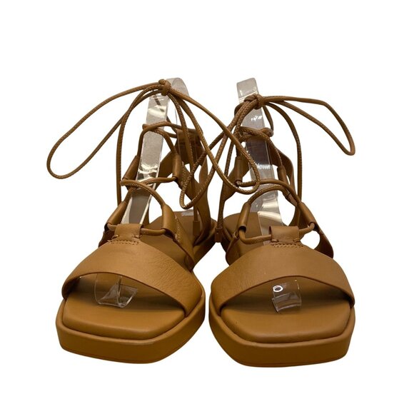 Vince Women’s Tan Leather Stylish Open-Toe Design Lace-Up Sandals Size 5.5M - Picture 2 of 9
